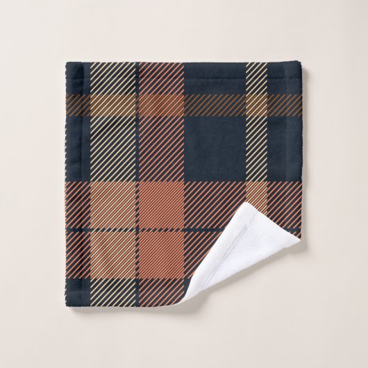 Modern Comfort in Sinaasappel en zwart: geruite ba Bad Handdoek (Wasdoekje)