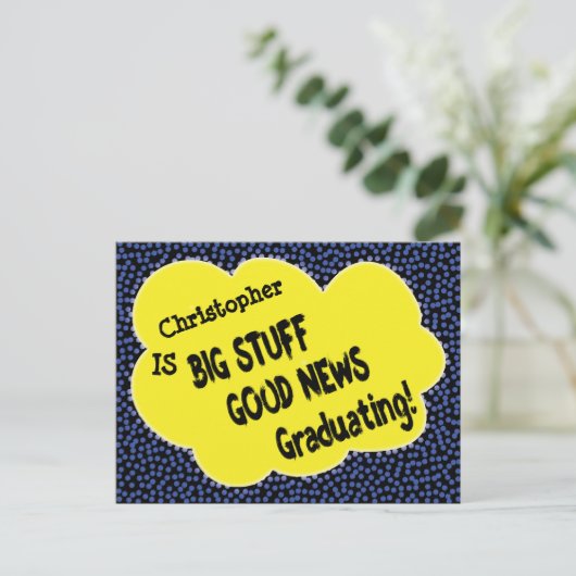 Modern Comic Afstuderen sparen de datum aankondigi Briefkaart (Staand voorkant)