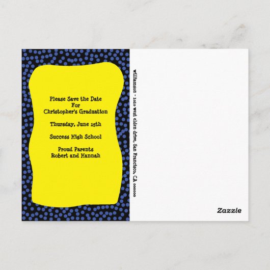 Modern Comic Afstuderen sparen de datum aankondigi Briefkaart (Achterkant)