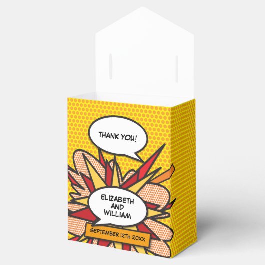 Modern Comic Book Fun Geometric Weddenbox Bedankdoosjes (Geopend)