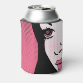 Modern Comic Book Pop Art of Woman's Face Blikjeskoeler (Blikje Achterkant)