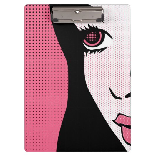 Modern Comic Book Pop Art of Woman's Face Klembord (Voorkant)