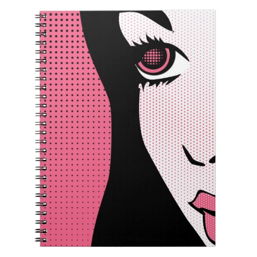 Modern Comic Book Pop Art of Woman's Face Notitieboek (Voorkant)