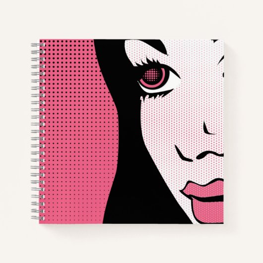 Modern Comic Book Pop Art of Woman's Face Notitieboek (Voorkant)