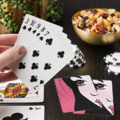 Modern Comic Book Pop Art of Woman's Face Pokerkaarten (Insitu)