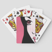 Modern Comic Book Pop Art of Woman's Face Pokerkaarten (Achterkant)