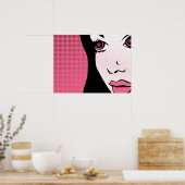 Modern Comic Book Pop Art of Woman's Face Poster (Keuken)