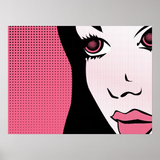 Modern Comic Book Pop Art of Woman's Face Poster (Voorkant)