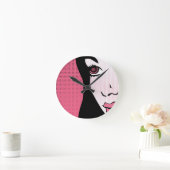 Modern Comic Book Pop Art of Woman's Face Ronde Klok (Huis)