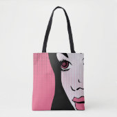 Modern Comic Book Pop Art of Woman's Face Tote Bag (Voorkant)