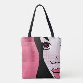 Modern Comic Book Pop Art of Woman's Face Tote Bag (Achterkant)