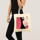 Modern Comic Book Pop Art of Woman's Face Tote Bag (Voorkant (product))