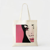 Modern Comic Book Pop Art of Woman's Face Tote Bag (Voorkant)