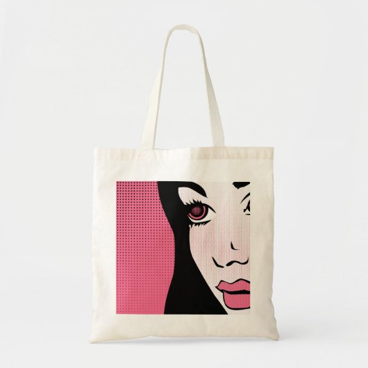 Modern Comic Book Pop Art of Woman's Face Tote Bag (Voorkant)
