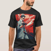 Modern Comic Man met Pistool Mannen Basis T-Shirt (Voorkant)