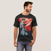 Modern Comic Man met Pistool Mannen Basis T-Shirt (Voorkant volledig)