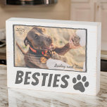 Modern Comic Pet Paw Bestie Beste Vrienden BFF Fot Houten Kist Print<br><div class="desc">Design bestaat uit leuke en speelse typografie met schreefloos lettertype. Voeg een aangepaste foto toe van u en uw huisdier</div>