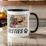 Modern Comic Pet Paw Bestie Beste Vrienden BFF Fot Mok<br><div class="desc">Design bestaat uit leuke en speelse typografie met schreefloos lettertype. Voeg een aangepaste foto toe van u en uw huisdier</div>