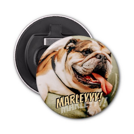 Modern Comic Simple Cool Custom Pet Foto Button Flesopener (Voorkant)