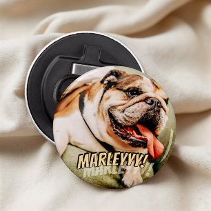Modern Comic Simple Cool Custom Pet Foto Button Flesopener
