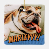 Modern Comic Simple Cool Custom Pet Foto Keramisch Ornament (Achterkant)