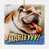 Modern Comic Simple Cool Custom Pet Foto Keramisch Ornament (Achterkant)