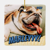 Modern Comic Simple Cool Custom Pet Foto Keramisch Ornament (Achterkant)
