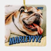 Modern Comic Simple Cool Custom Pet Foto Keramisch Ornament (Voorkant)