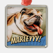 Modern Comic Simple Cool Custom Pet Foto Metalen Ornament (Voorkant)