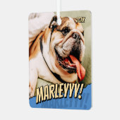 Modern Comic Simple Cool Custom Pet Foto Metalen Ornament (Voorkant links)