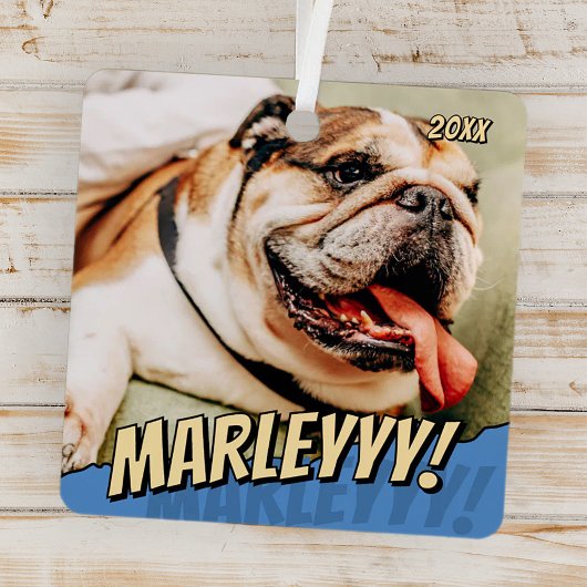Modern Comic Simple Cool Custom Pet Foto Metalen Ornament