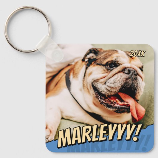Modern Comic Simple Cool Custom Pet Foto Sleutelhanger (Voorkant)