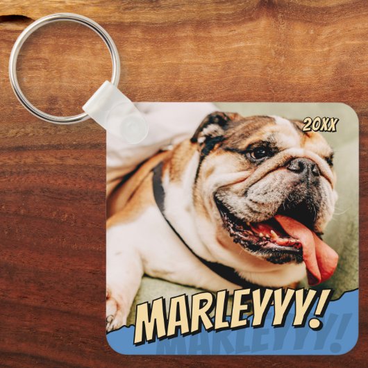 Modern Comic Simple Cool Custom Pet Foto Sleutelhanger (Voorkant)