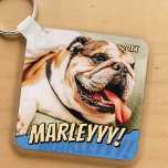 Modern Comic Simple Cool Custom Pet Foto Sleutelhanger<br><div class="desc">Dit eenvoudige en klassieke ontwerp is samengesteld uit serif typografie en voegt een douanefoto van uw huisdier toe.</div>