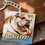 Modern Comic Simple Cool Custom Pet Foto Sleutelhanger<br><div class="desc">Dit eenvoudige en klassieke ontwerp is samengesteld uit serif typografie en voegt een douanefoto van uw huisdier toe.</div>