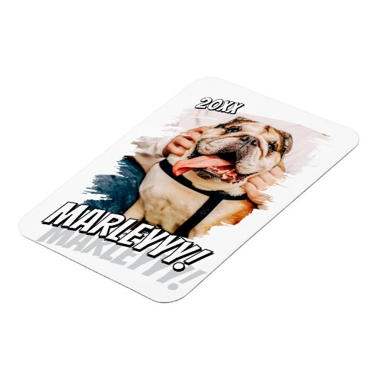 Modern Comic Simple Grunge Custom Pet Photo Magneet (Linkerzijde)