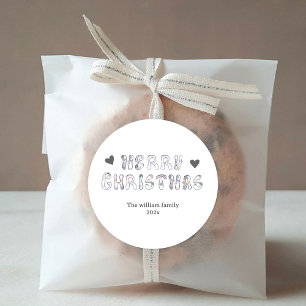 Modern Comic stijl zwart en wit Vrolijk kerstfeest Ronde Sticker