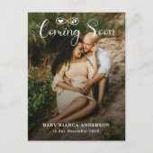 Modern Coming Soon Bow Baby Fotozwangerschap Aankondigingskaart (Voorkant)