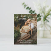 Modern Coming Soon Bow Baby Fotozwangerschap Aankondigingskaart (Staand voorkant)