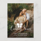 Modern Coming Soon Bow Baby Fotozwangerschap Aankondigingskaart (Voorkant)