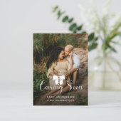 Modern Coming Soon Bow Baby Fotozwangerschap Aankondigingskaart (Staand voorkant)