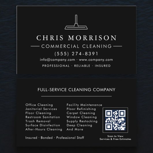 Modern Commercial Cleaning QR Code Visitekaartje