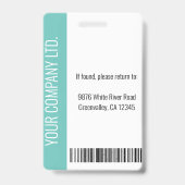 Modern Company Employee de Naam Blauwgroen identit Badge (Back)