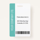 Modern Company Employee de Naam Blauwgroen identit Badge (Achterkant)