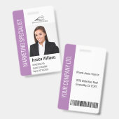 Modern Company Employee de Naam Paarse identiteits Badge (Front & Back)