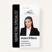 Modern Company Employee Photo Name Black ID Badge (Voorkant)