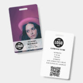 Modern Company ID Card with Photo & QR Code Badge (Front & Back)