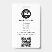 Modern Company ID Card with Photo & QR Code Badge (Back)