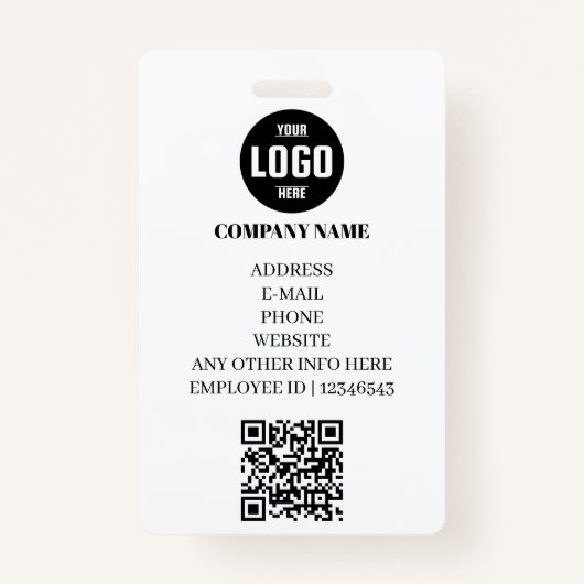 Modern Company ID Card with Photo & QR Code Badge (Achterkant)