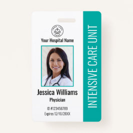 Modern Company Logo Foto Blauwgroen werknemer ID Badge